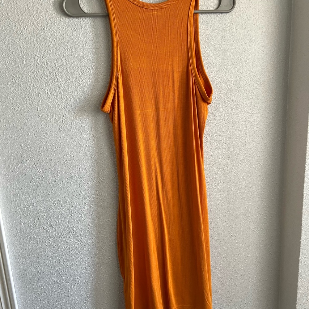 Orange Ribbed Mini Dress - Picture 4 of 6